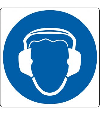 “Käytettävä kuulosuojaimia” -lattiakuvake