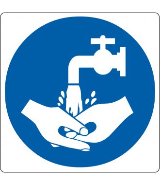 “Käsienpesu vaaditaan” -lattiakuvake